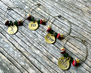 Eat, Drink & Be Merry - wine glass charms