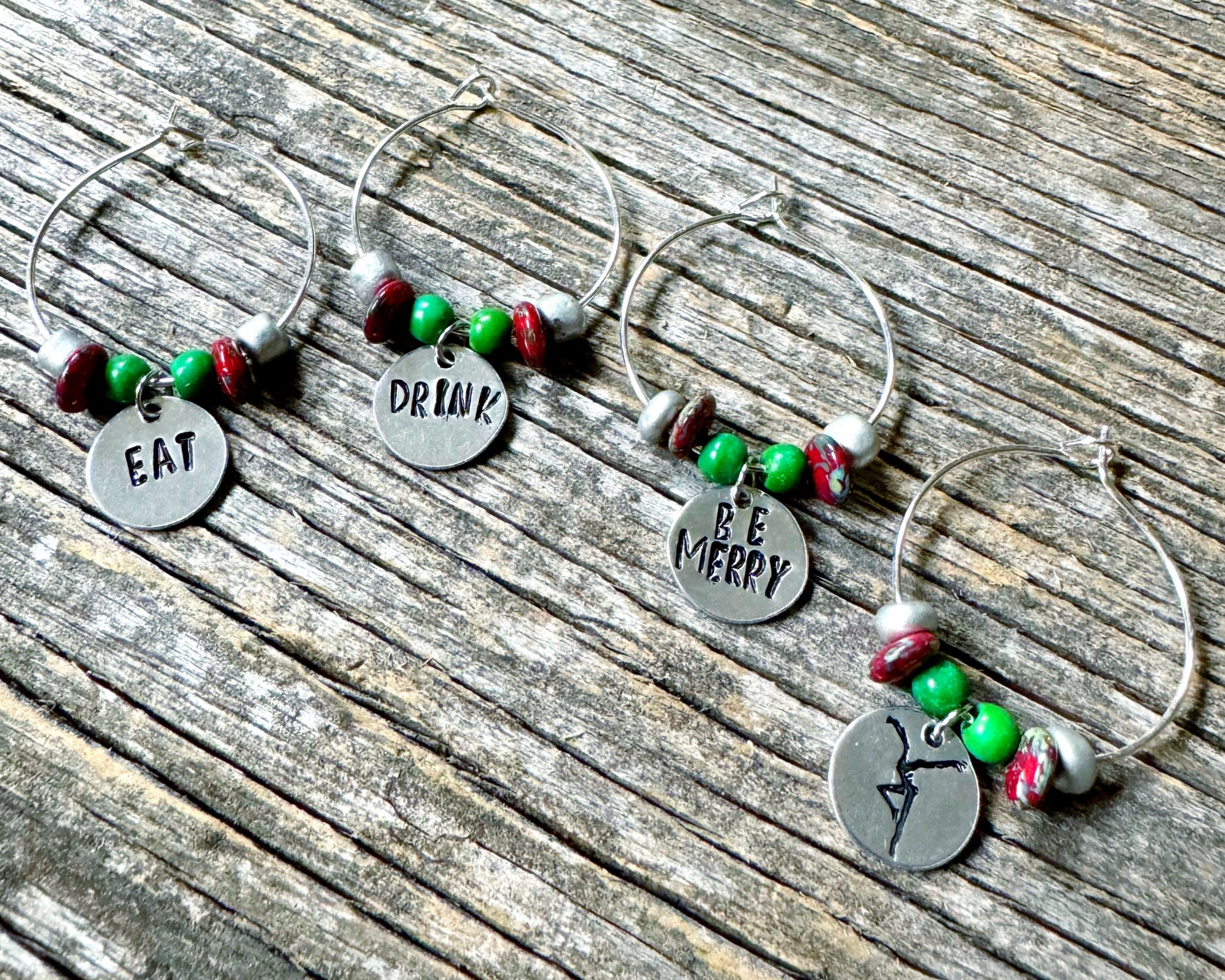 Eat, Drink & Be Merry - wine glass charms