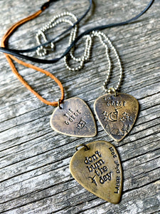 Custom Guitar Pick necklace - bronze