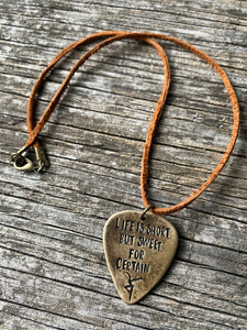 Custom Guitar Pick necklace - bronze