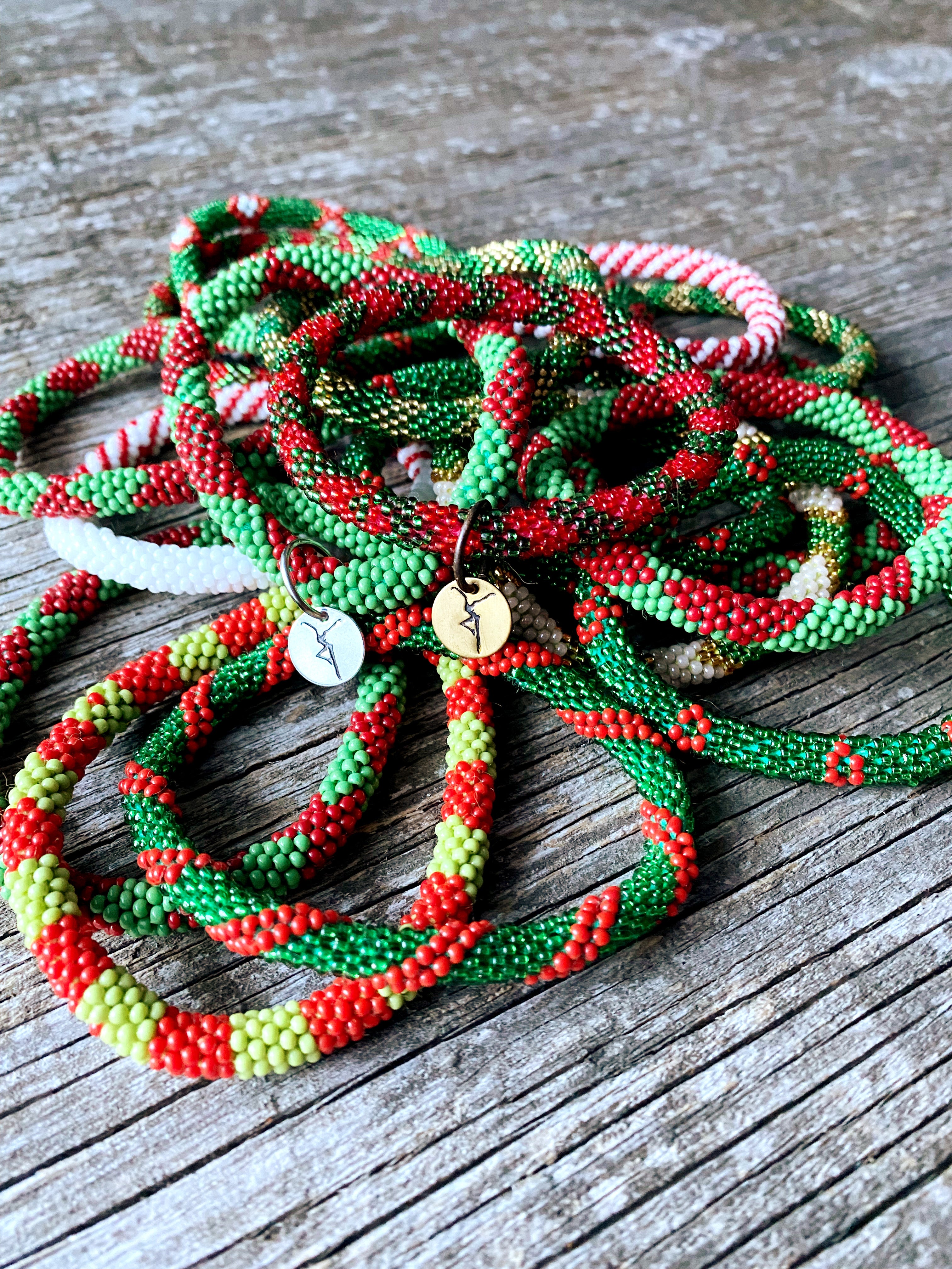 Holiday Beaded Bracelets with charm